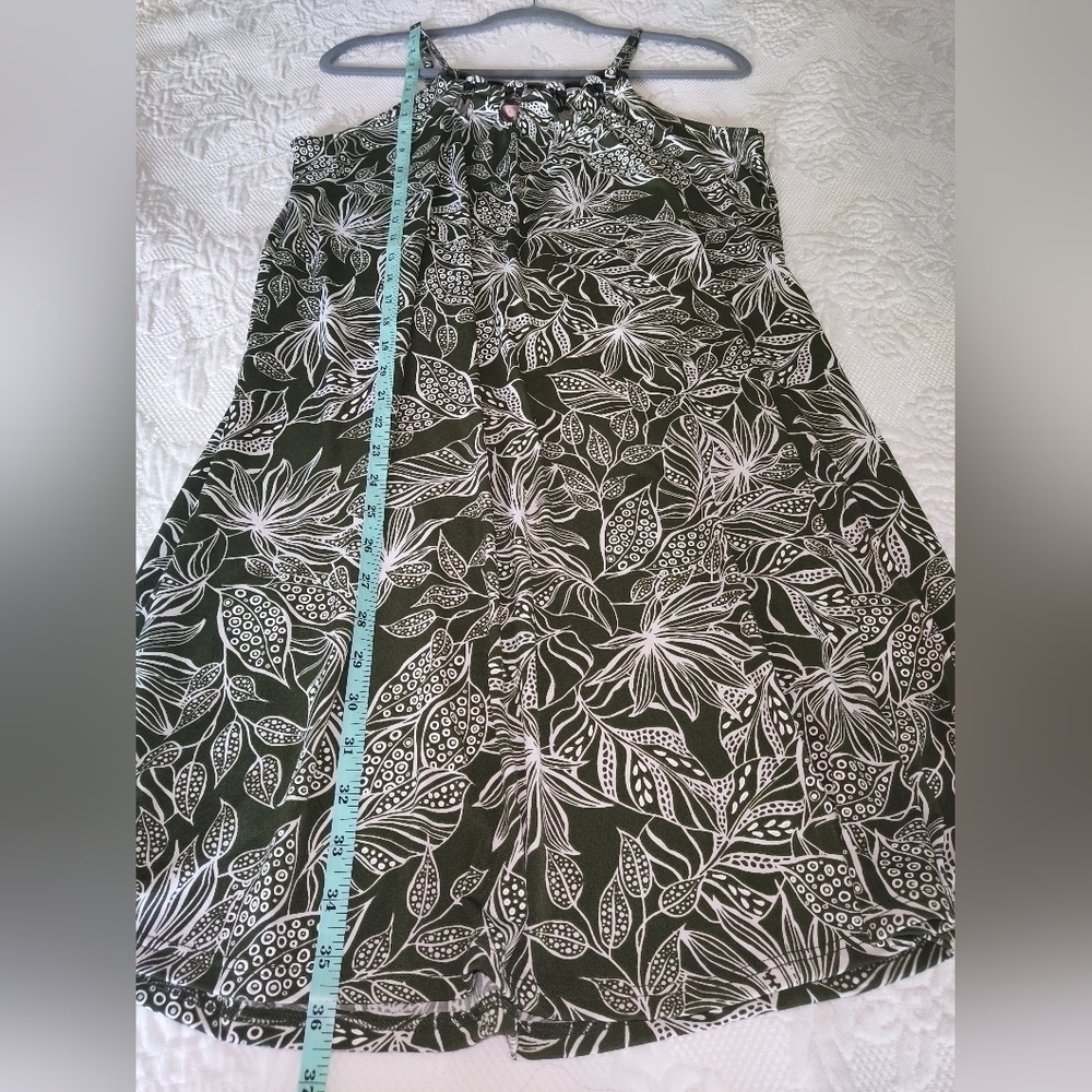 SJS Tropical Olive Green Mini Dress size M - Picture 6 of 7